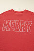Corded Rib Outline MERRY Letter Drop Shoulder Crewneck Long Sleeve Top